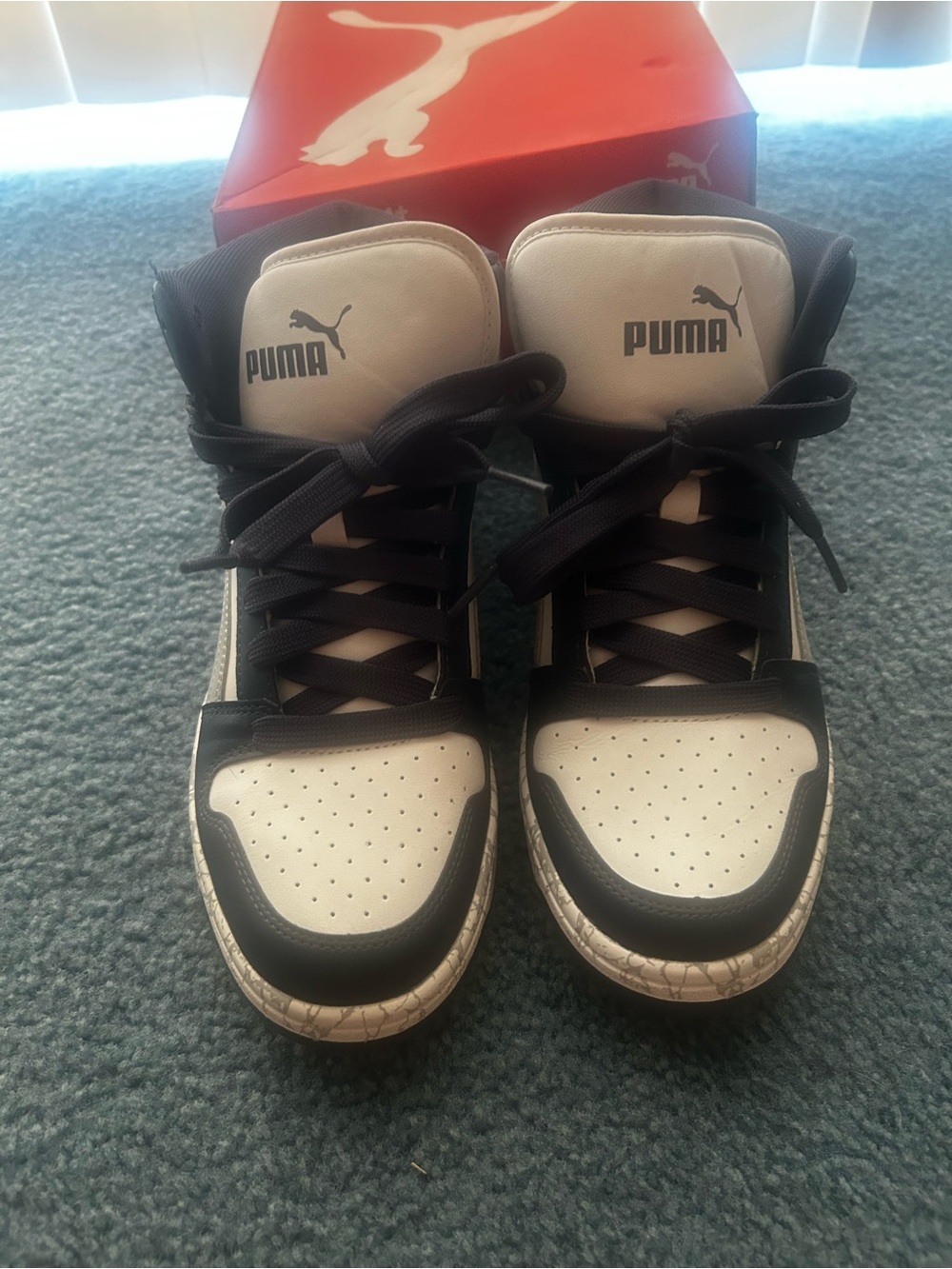 Puma White and NavyBlue High-Top Sneakers